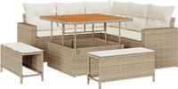 vidaXL Tuinbank Set 8-delig Beige Polyrattan