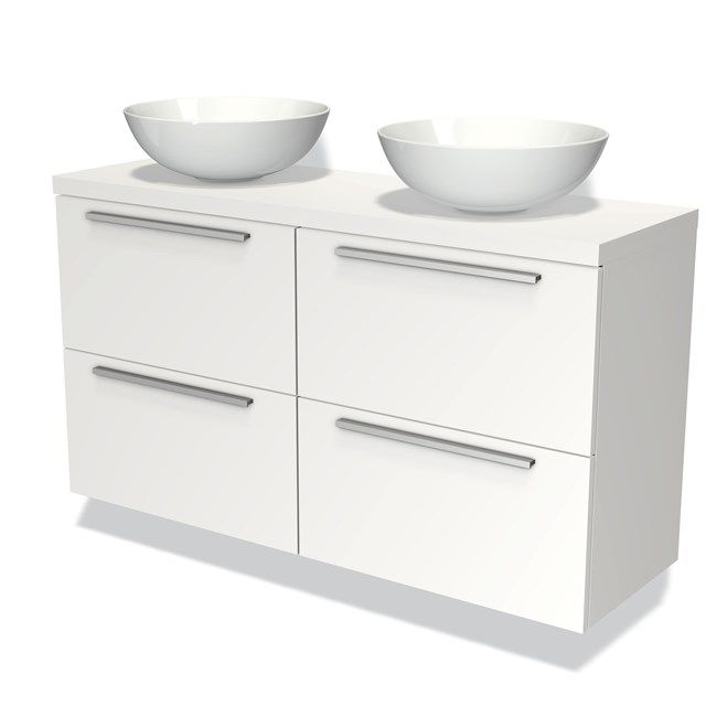 Maxaro Badkamermeubel voor Waskom 120cm Modulo Plato Slim Mat Wit 4 Lades Vlak