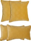 Atmosphera Bank/sierkussens Sophia - set 4x - Okergeel - polyester - met rits