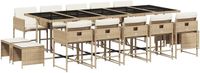 vidaXL 15-delige Tuinset met Kussens, Polyrattan, Beige