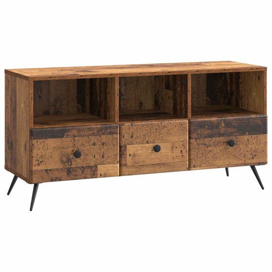 vidaXL TV Kast met lade Oud hout 102 x 34,5 x 50 cm Bewerkt hout