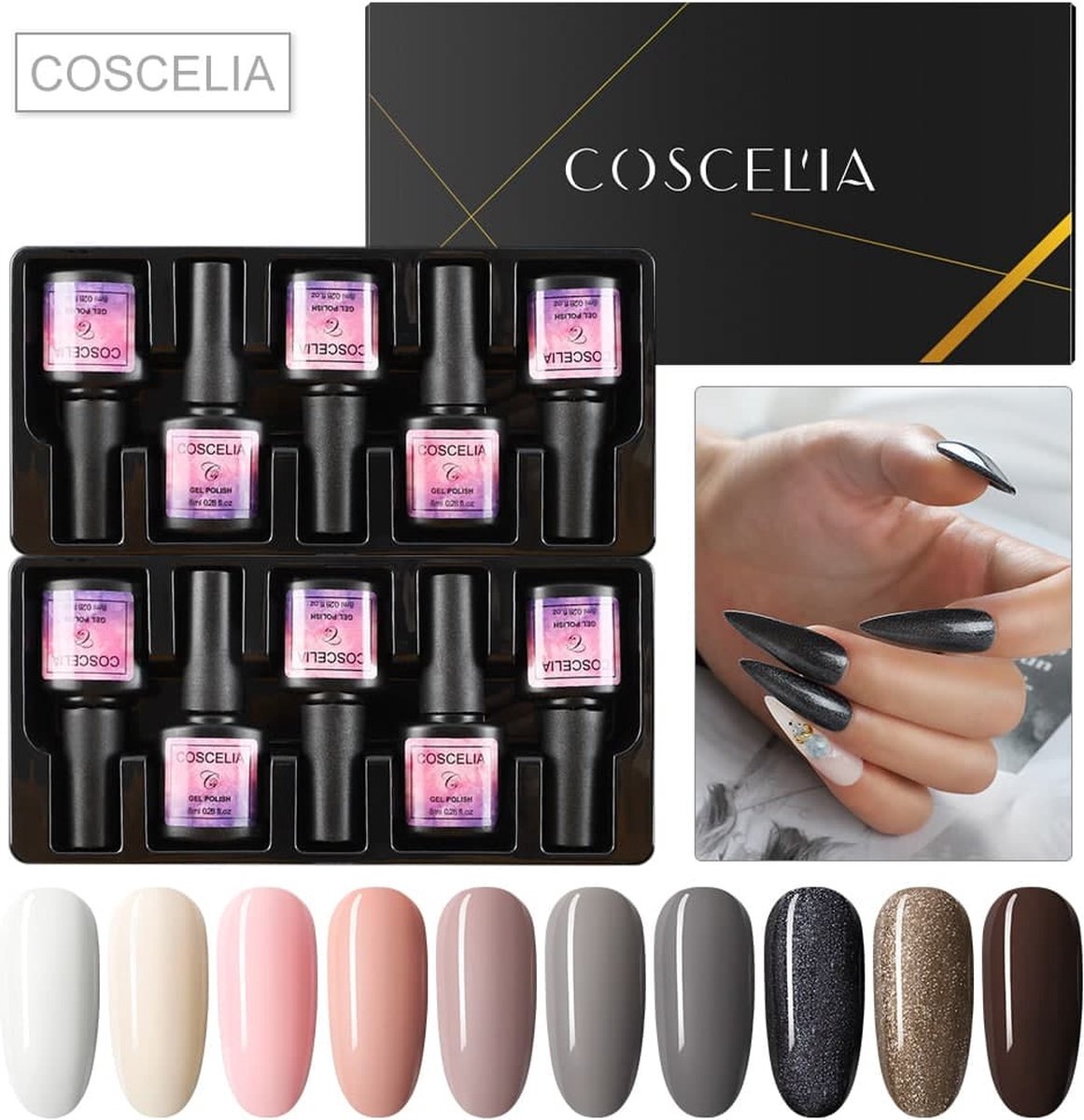 Coscelia Professional 10 kleuren Gellak - Gel Nagellak - Gellakset - Nagelset - Manicureset - 10 kleuren Gel Polish - Gelnagels - Nagellak - Gelnagel kit