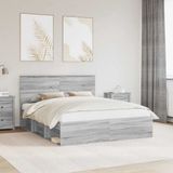 vidaXL Bedframe Grijs Sonoma 160 x 200 cm Massief grenenhout