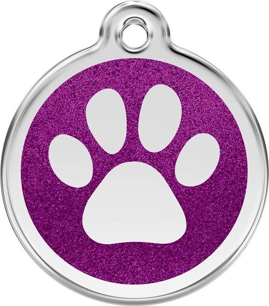 Red Dingo Hondenpenning 30 mm pootje glitter paars