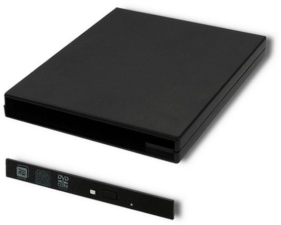 Qoltec - Zwart - CD/DVD SATA USB 2.0 9.5mm Optische Schijfeenheid Behuizing