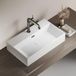 EMKE Wastafel keramiek, rechthoekig design handwastafel, opzetwastafel met kraangat, wastafel voor badkamer gastentoilet, 600 x 360 x 130 mm, wit