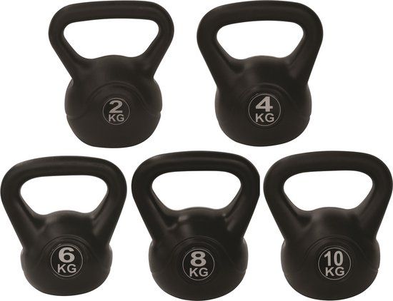 RS Sports Aerobic Kettlebell PE set l 5 kettlebells - Black - 30 kg