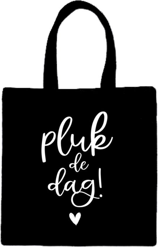 Zwarte Katoenen Shopper - 16 inch Laptopvak - Unisex