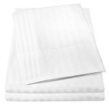Dobby Streep Queen Lakens - 6-delig 1500 Supreme Collection fijn geborsteld microvezel diepe zak Queen lakenset Beddengoed - 2 extra kussenslopen, extra voordelig, Queen, Dobby wit
