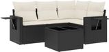 vidaXL 5-delige loungeset met kussens, polyrattan, zwart