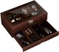 ProCase boîte à montres et lunettes en bois avec couvercle en verre, 2 niveaux, Espresso