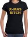 Bellatio Decorations Shoppartners Bv Foute Kerst t-shirt - x-mas bitch - goud / glitter - zwart - dames - kerstkleding / kerst outfit M