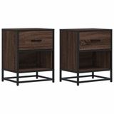 vidaXL Nachtkastjes - Set van 2 - Bewerkt Hout - Bruin Eikenkleurig
