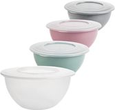 Goodie Bol met deksel, 5 L, set van 4, saladebol met deksel, mengbol, kunststof (PP), BPA-vrij- 28 x 13.5 cm, veelkleurig