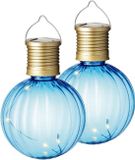Merkloos Kaemingk B.V. 2x Blauwe LED Lampion Solar Verlichting 11 cm