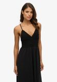 Superdry Jersey Maxi Jurk met Kant Dames Zwart UK12-EU40