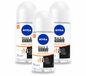 NIVEA 3 x Deodorant Roller Black & White Ultimate Impact - 72 Uur Anti-Transpirant - 50 ml - Voordeelverpakking