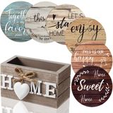 Sans marque Sous-verres en bois en forme de cœur - Lot de 6 avec support