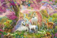 Schmidt Spiele 56387 Eenhoornfamilie in het bloemenbos, 150 stukjes puzzle enfant, multicolore