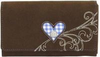 Friedrich23 Dames Portemonnee Suède Ritssluiting Bruin/Blauw 13004-5