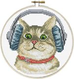 Needleart World DJ Kitty voorbedrukt borduren (pakket)