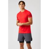 Björn Borg Sportshirt Heren Korte Mouw - Flame Scarlet Rood - Gerecycled Polyester - Maat S