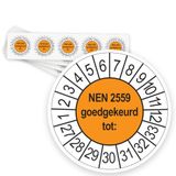 Merkloos / Sans marque Ricard Keuringsstickers NEN 2559 Goedgekeurd tot 2027 | 50 stuks, Ø 35 mm | Oranje