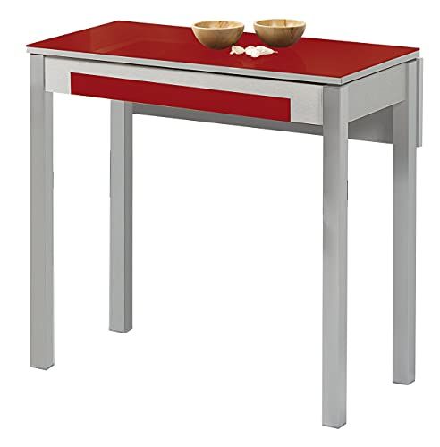 ASTIMESA Keukentafel, metaal, rood, 80 x 40 cm, uittrekbaar 80 x 60 cm