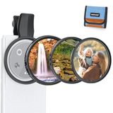 NEEWER 67 mm Variabele ND-filterset compatibel met Android, 3-pack Clip On CPL Circulaire Polarisatie + ND2-32 + Zwarte Mist Diffusie 1/4 Telefoon Camera Lens Filter Fotografie Accessoires Kit, FL-B38