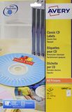 Labels AVERY - Verpakking met 50 zelfklevende cd-etiketten, diameter 117 mm, laserdruk, (L6043-25)