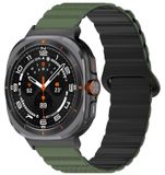 Wigento Samsung Galaxy Watch Ultra 47mm: siliconen band met stippenpatroon, magnetische sluiting, donkergroen/zwart
