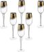 Secret de Gourmet Champagneglazen/flutes Arya - 6x stuks goud/transparant - glas - 210 ml