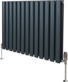 MonsterShop Monster Group BV Ovale kolomradiator & kranen - Antraciet Grijs - 600x780mm - 13 kolommen