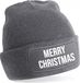 Bellatio Decorations Kerstmuts - Merry Christmas - Grijs