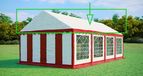 Toit de remplacement pour tente de réception 4x8 m – PVC 500 g/m², hauteur latérale 2 m, sans armature - Rouge-blanc