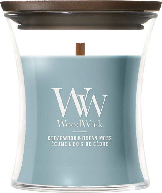 WoodWick Hourglass - Cedarwood & Ocean Moss - Mini Geurkaars