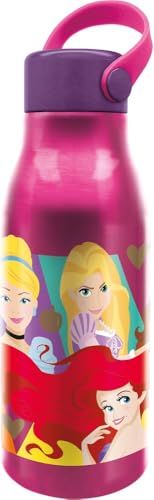 Stor Disney Princess Stor Originele 760 ml aluminium fles voor kinderen met dop met siliconen handvat en deksel met haak.
