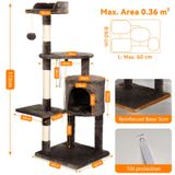 Arbre à chat PE00113002 - Arbre à griffer pour chats d'intérieur - Plusieurs étages (5+ niveaux) - Bois - Arbres à griffer et jouets - Maisonnette et couchages rembourrés pour chats