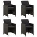vidaXL Fauteuils de jardin avec coussins, 4 pièces, polyrotin, noir