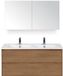 BES LED Porto Badmeubelset 120 cm - 2 Laden Honey - Keramische Wastafel Wit Slim met Spiegelkast