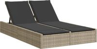 vidaXL Lit 2 personnes avec coussins poly rotin gris clair