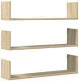 vidaXL Wandplanken, 3 stuks, ambachtelijk eiken, bewerkt hout