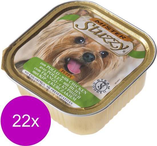 Mister Stuzzy Dog PatÃ© Puppy - Hondenvoer - 22 x Kip 150 g