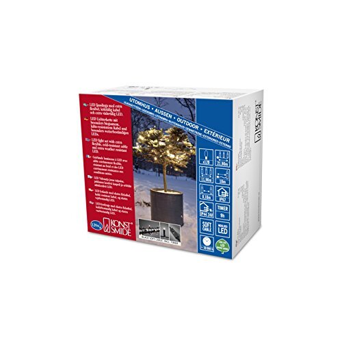KONSTSMIDE 6632-117 Micro LED lichtketting / voor buiten (IP67) / geïsoleerd / gegoten / met 9h timer / 120 warm witte diodes / zwarte softkabel