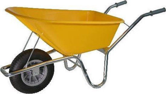 Little Jumbo Bouwkruiwagen HDPE geel anti-lek wiel 100 liter