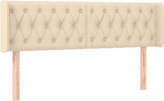 vidaXL Hoofdbord met randen 147x16x78/88 cm stof crèmekleurig
