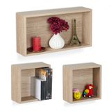 Relaxdays Zwevende Plank Muur gemonteerd MDF Natuurlijk