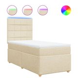 VidaXL Boxspring met matras stof crèmekleurig 120x200 cm