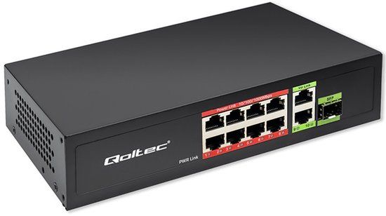 Qoltec Netwerkswitch - 8 Poorten - PoE Ondersteuning - 1000 Mb