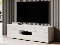 Mobistoxx TOMASSON Meuble tv-hifi 2 portes 2 tiroirs blanc/blanc brillant
